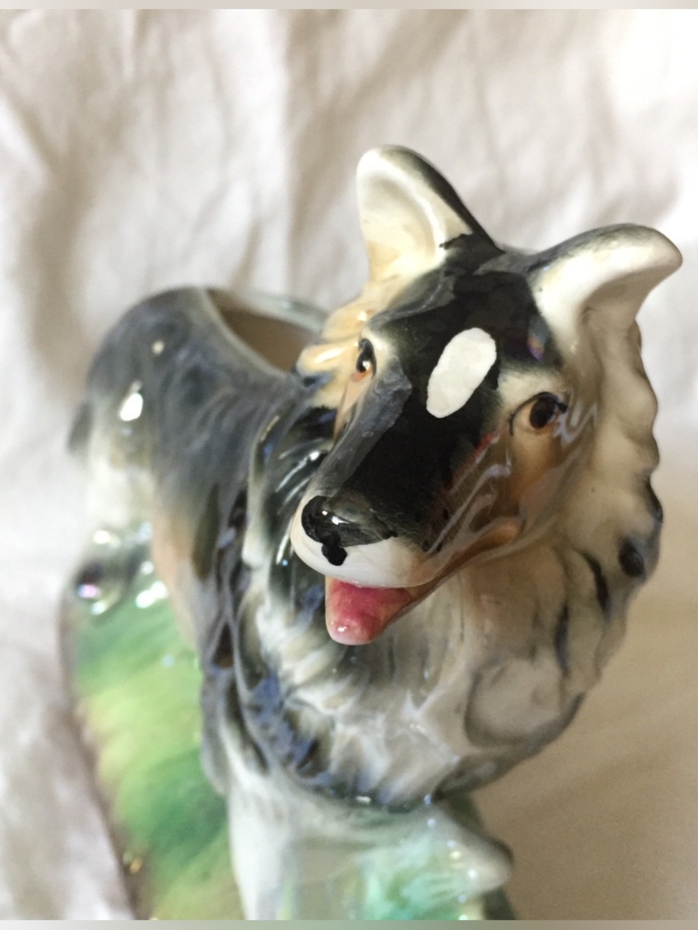 🐾Vintage Lustreware Collie Planter ESD Japan MCM Lefton Style Dog Figurine Vase